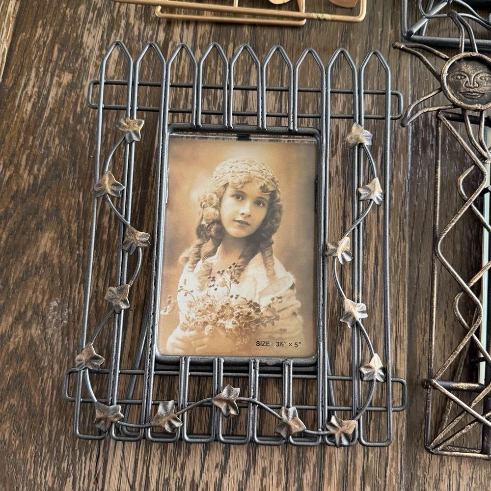 Lot Of 6 VTG Metal 90s Photo Frames NEW Floral‎ Leaves Vines Hearts Wire Accents